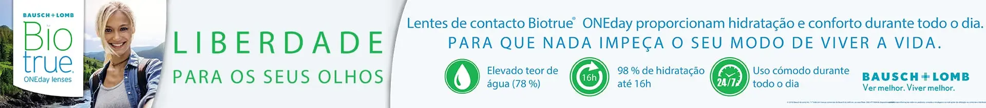 Liberdade para os seus olhos com lentes de contacto Biotrue Oneday Lenses