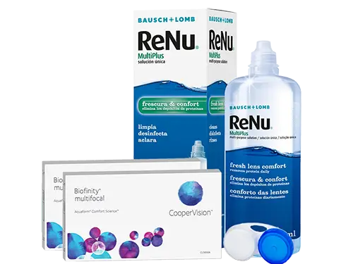 Lentes de Contato Biofinity Multifocal + Renu Multiplus - Packs
