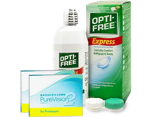 Lentes de Contato Purevision2 for Presbyopia + Opti-Free Express - Packs