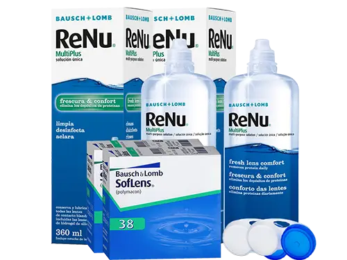 Lentes de Contato Soflens 38 + Renu Multiplus - Packs